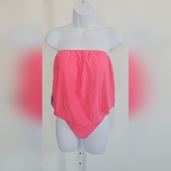 51.🆕Large Chartou Collection Stretch Strapless Pink Bandeau  Swim Suit - Picture 2 of 7